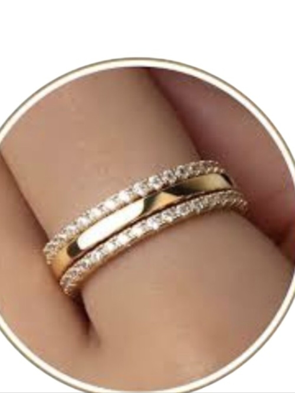 Purplepig Non Tarnish 14k Gold Platwd CZ Eternity 3 Stackable Ring Set Sz 6